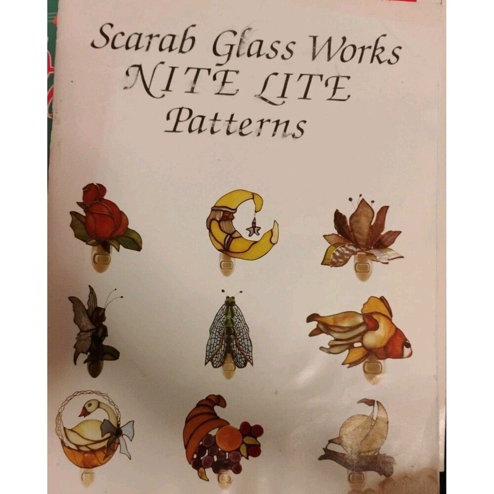 Scarab Glass Works Nite Lite Patterns Book 1984 Stained Glass Art